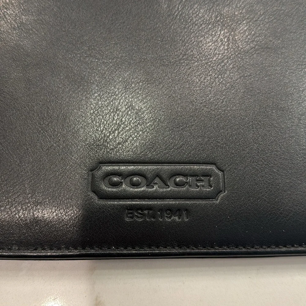 Coach Black Leather Padfolio Folder